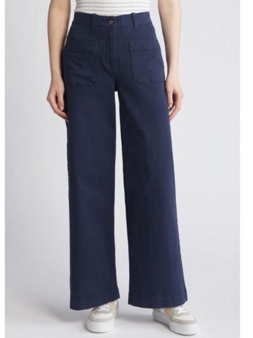 Caslon Navy Wide Leg High-Rise Pants
